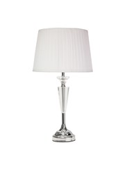 Kwartz Modern Faceted Glass Crystal Chrome Table Lamp with Ivory Pleat Shade Kwartz Modern Faceted Glass Crystal Chrome Table Lamp with Ivory Pleat Shade