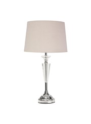 Kwartz Modern Faceted Glass Crystal Chrome Table Lamp with Natural Linen Shade Kwartz Modern Faceted Glass Crystal Chrome Table Lamp with Natural Linen Shade