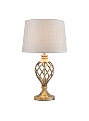Hepburn Large Barley Twist Antique Brass Table Lamp with Grey Linen Shade Hepburn Large Barley Twist Antique Brass Table Lamp with Grey Linen Shade