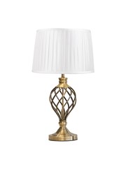 Hepburn Large Barley Twist Antique Brass Traditional Table Lamp with Ivory Pleat