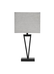 V Design Modern Black Slimline Table Lamp with Grey Linen Shade V Design Modern Black Slimline Table Lamp with Grey Linen Shade
