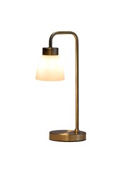 Arch Antique Brass Vintage Industrial Table Lamp with Jasmin Opal Glass Shade Arch Antique Brass Vintage Industrial Table Lamp with Jasmin Opal Glass Shade