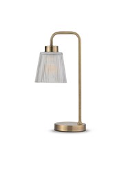 Antique Arch Table Lamp with Mandalay Ribbed Clear Glass Shade