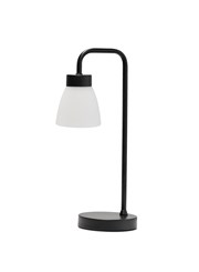 Arch Black Vintage Industrial Table Lamp with Jasmin Opal Glass Shade Arch Black Vintage Industrial Table Lamp with Jasmin Opal Glass Shade