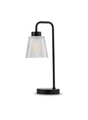 Black Arch Table Lamp with Mandalay Ribbed Clear Glass Shade