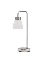 Arch Satin Silver Vintage Industrial Table Lamp with Jasmin Opal Glass Shade Arch Satin Silver Vintage Industrial Table Lamp with Jasmin Opal Glass Shade