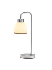Arch Satin Silver Vintage Industrial Table Lamp with St Tropez Glass Shade Arch Satin Silver Vintage Industrial Table Lamp with St Tropez Glass Shade