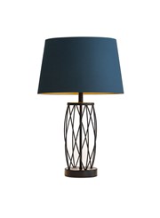 Ashleigh Black (No Glass) Table Lamp with Juniper Blue Shade