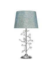 Crystal Glass Leaf Design Modern Chrome Table Lamp with Blue Gold Shade Crystal Glass Leaf Design Modern Chrome Table Lamp with Blue Gold Shade