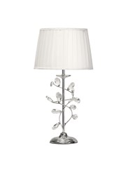 Crystal Leaf Elegant Modern Design Chrome Table Lamp with Ivory Pleated Shade Crystal Leaf Elegant Modern Design Chrome Table Lamp with Ivory Pleated Shade