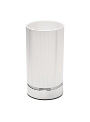 Opera Cylinder Chrome Plinth Table Lamp with White Silk String Shade Opera Cylinder Chrome Plinth Table Lamp with White Silk String Shade