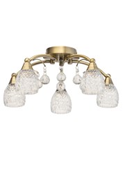 Lismore 5 Light Antique Brass Semi Flush Ceiling Light with Crystal Glass Shades Lismore 5 Light Antique Brass Semi Flush Ceiling Light with Crystal Glass Shades