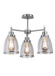 Corsica Silver 3 Light Ceiling Light with Rossi Glass Shades Corsica Silver 3 Light Ceiling Light with Rossi Glass Shades