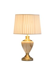 Hepburn Large Cream Marble Effect Table Lamp w/Cream Pleat Shade - Cream & Gold Hepburn Large Cream Marble Effect Table Lamp w/Cream Pleat Shade - Cream & Gold