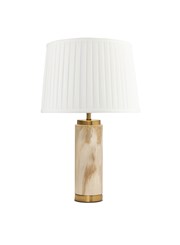 Cylinder Cream Marble Effect Table Lamp with Cream Pleat Shade Cylinder Cream Marble Effect Table Lamp with Cream Pleat Shade