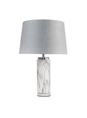 Cylinder Grey Marble Effect Table Lamp with Grey Linen Shade Cylinder Grey Marble Effect Table Lamp with Grey Linen Shade