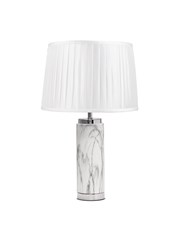 Cylinder Grey Marble Effect Table Lamp with Ivory Pleat Shade Cylinder Grey Marble Effect Table Lamp with Ivory Pleat Shade