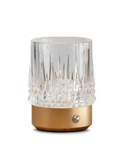 Glass Tumbler Style Rechargeable USB Gold Table Lamp - 3 Brightness Settings Glass Tumbler Style Rechargeable USB Gold Table Lamp - 3 Brightness Settings