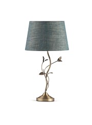Leaf Antique Brass Table with Blue Gold Shade Leaf Antique Brass Table with Blue Gold Shade