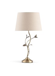 Lead Antique Brass Table Lamp with Natural Linen Shade Lead Antique Brass Table Lamp with Natural Linen Shade