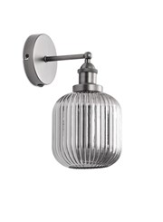 Echo Pewter Wall Light with Smoked Ribbed Glass Echo Pewter Wall Light with Smoked Ribbed Glass