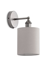 Echo Modern Pewter Wall Light with Grey Linen Shade Echo Modern Pewter Wall Light with Grey Linen Shade