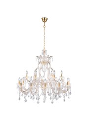 Searchlight Marie Therese Tiered 18 Light Chandelier - Crystal - Brass