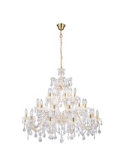 Searchlight Marie Therese Tiered 30 Light Chandelier - Crystal - Brass