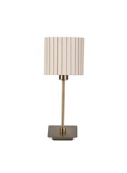 Darwen Square Stick Antique Brass Table Lamp with Natural Pleat Shade Darwen Square Stick Antique Brass Table Lamp with Natural Pleat Shade