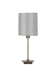 Darwen Square Stick Antique Brass Table Lamp with Grey Linen Shade Darwen Square Stick Antique Brass Table Lamp with Grey Linen Shade