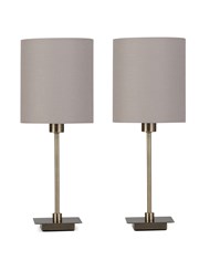 (Pair) Darwen Square Stick Antique Brass with Grey Shade (Pair) Darwen Square Stick Antique Brass with Grey Shade