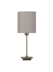 Darwen Square Stick Antique Brass Table Lamp with Grey Shade Darwen Square Stick Antique Brass Table Lamp with Grey Shade