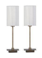 (Pair) Darwen Square Stick Antique Brass with Ivory String Shade (Pair) Darwen Square Stick Antique Brass with Ivory String Shade