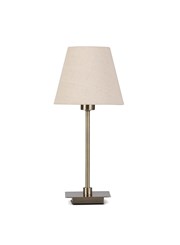 Darwen Square Stick Antique Brass Table Lamp with Natural Linen Shade Darwen Square Stick Antique Brass Table Lamp with Natural Linen Shade