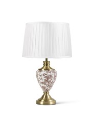 Hepburn Red Printed / Antique Table Lamp with Ivory Pleat Shade