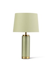 Cylinder Frosted Sage Green Table Lamp with Green Shade