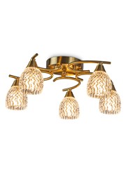 Hendon 5 Light Gold Brass Effect Semi Flush Ceiling Light