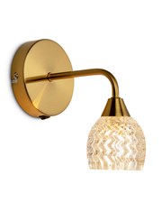 Hendon Gold Brass Effect Wall Light Single Switched