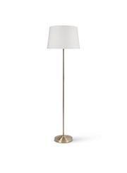 Stockholm Antique Brass Floor Lamp with Ivory Linen Shade Stockholm Antique Brass Floor Lamp with Ivory Linen Shade