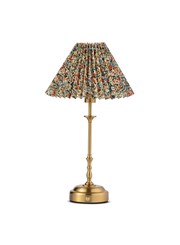 Florence Rechargeable Antique Table Lamp with Floral Pleated Coolie Florence Rechargeable Antique Table Lamp with Floral Pleated Coolie