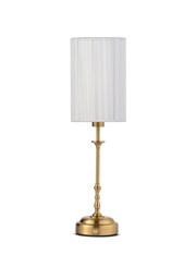 Florence Rechargeable Antique Brass Table Lamp with Ivory String Shade