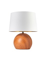 Canon Ball Walnut Print Table Lamp with Cream Gold Lined Shade