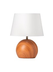 Canon Ball Walnut Print Table Lamp with Ivory Linen Shade