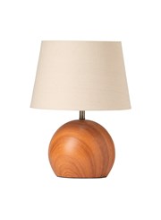 Canon Ball Walnut Print Table Lamp with Natural Shade