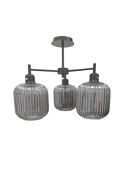 Corsica Black 3 light with Smoked Glass Shades