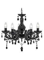 Searchlight Marie Therese  5 Light Chandelier - Black Glass