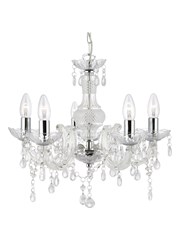 Searchlight Marie Therese  5 Light Chandelier - Chrome - Clear Glass Searchlight Marie Therese  5 Light Chandelier - Chrome - Clear Glass