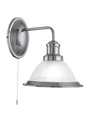 Searchlight Bistro Industrial Wall Light - Satin Silver - Pull Cord Searchlight Bistro Industrial Wall Light - Satin Silver - Pull Cord