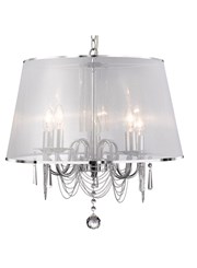 Searchlight Venetian Ceiling 5 Light - Chrome - White Shade Chain Links & Glass Searchlight Venetian Ceiling 5 Light - Chrome - White Shade Chain Links & Glass