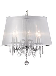 Searchlight Venetian Ceiling 5 Light - Chrome - White Shade Chain Links & Glass